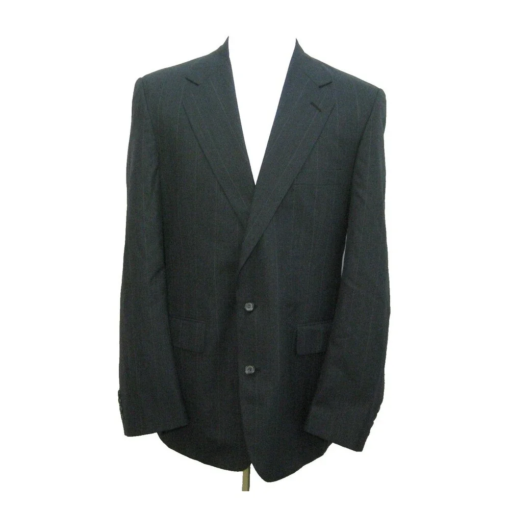 Anderson & Emami Mens Size 44L Dark Gray 100% Wool Sport Coat Blazer Suit Jacket